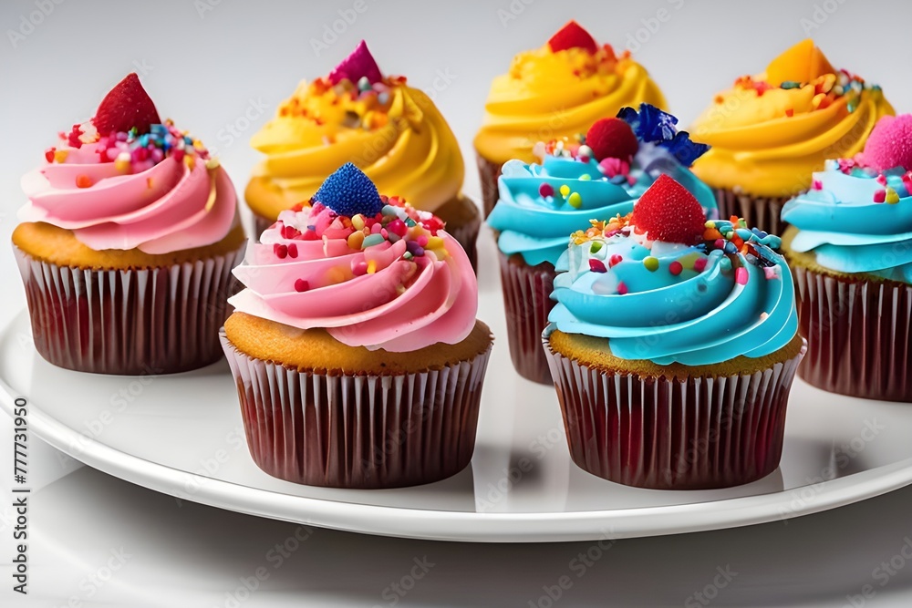  A delicious cupcake with creamy frosting and colorful sprinkles on top.