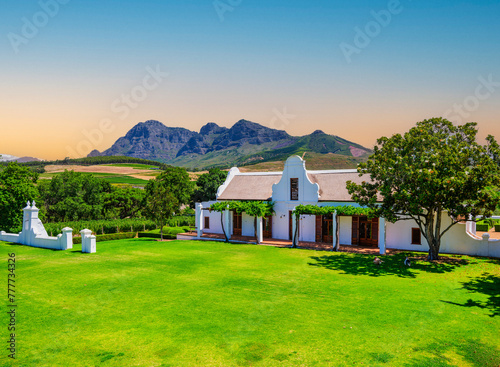 Cape Dutch farmhouse at Babylonstoren Wine Estate in Franschhoek, South Africa