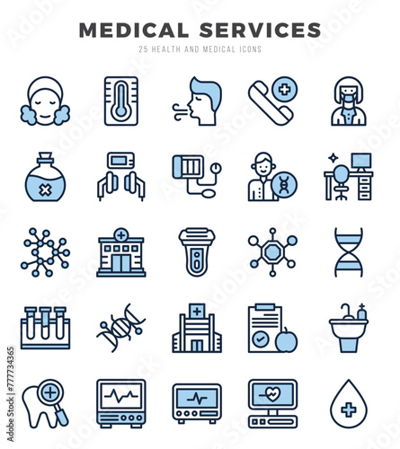 MEDICAL SERVICES icons set for website and mobile site and apps.