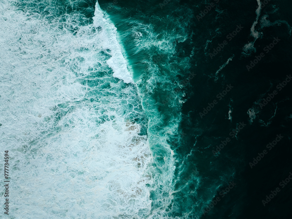 Top down aerial view of moody ocean wave Top down aerial view of moody ocean wave
