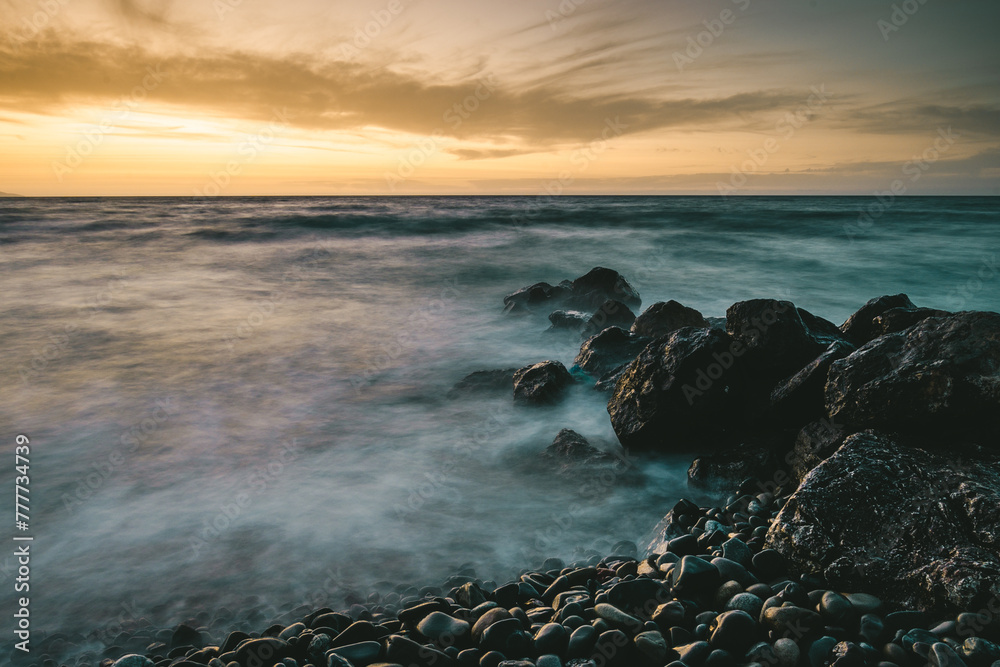 Obraz premium Sunset evening landscape sea photo , Beautiful, amazing sunset 2