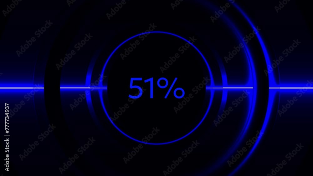 Animation 0 to 100 percent with circle lines on black background