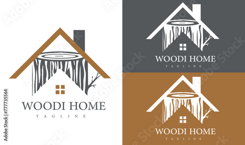 Real estate logo design template vector illustration, Wood house logo design vector illustration, Creative Home Construction Concept Logo Design