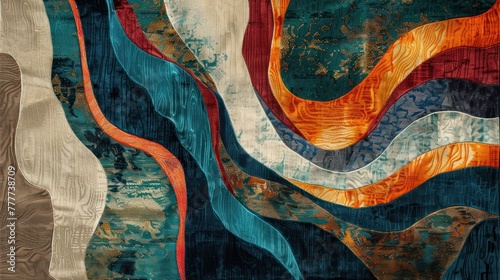 Captivating silk textures form an abstract design in vivid colors, exuding vi...