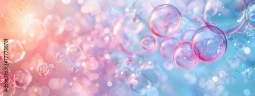 Colorful background with bubbles and a soft blue sky for decoration or banner design Generative AI photo