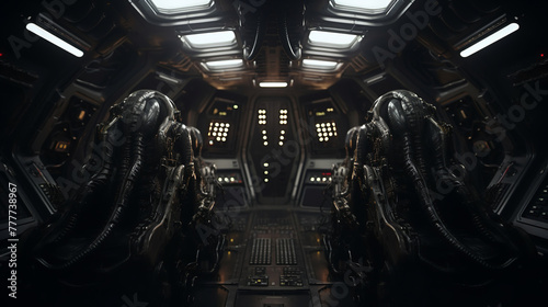 alien spaceship, view from inside the interior of the ship. extraterrestrial origin photo