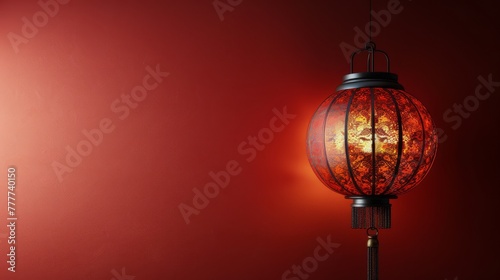 Red Lamp Hanging Near Window