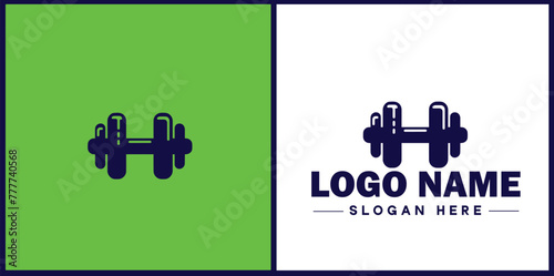Dumbbell fitness Gym weights exercising athletic bodybuilding sports logo icon vector for business silhouette Dumbbell logo template