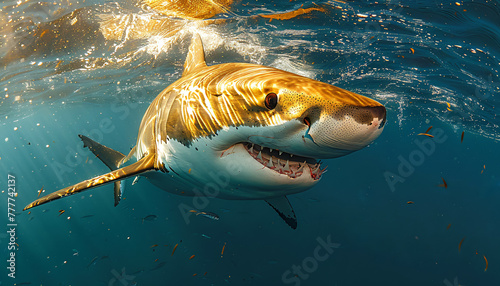 dangerous underwater world with a shark © Riverland Studio