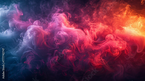 colorful smoke on dark background. photo