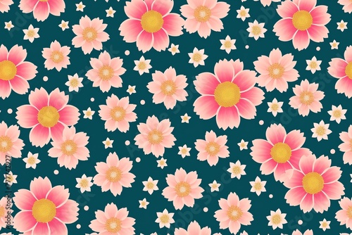 A floral pattern with pink and white flowers.