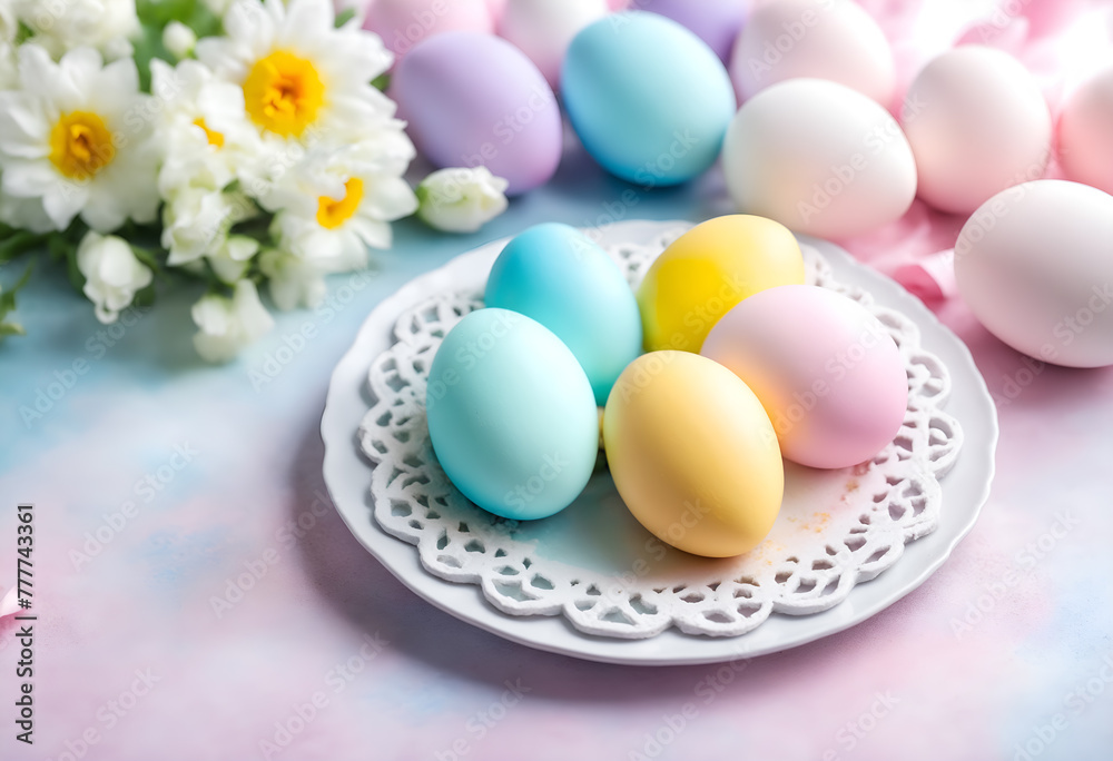 Easter pastel colored eggs