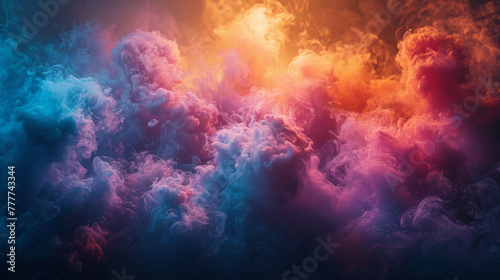 colorful smoke on dark background.