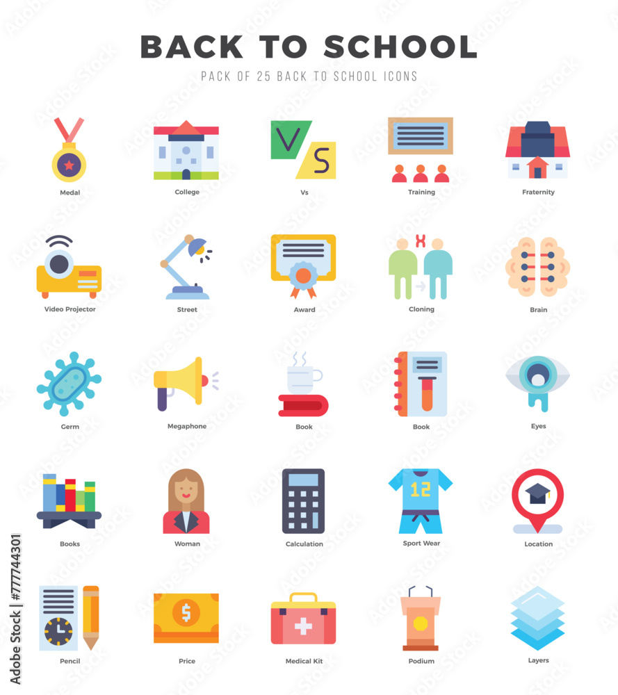 Simple Set of Back To School Related Vector Flat Icons. Simple Set of Back To School Related Vector Flat Icons.