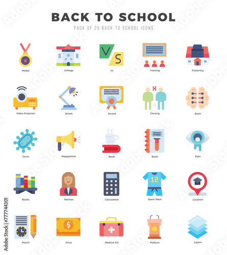 Simple Set of Back To School Related Vector Flat Icons.