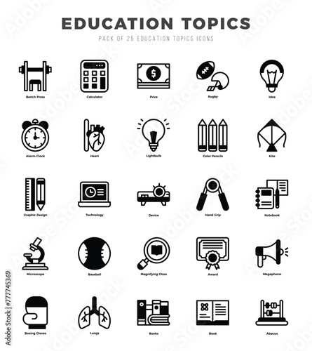 Education Topics elements. Lineal Filled web icon set. Simple vector illustration.
