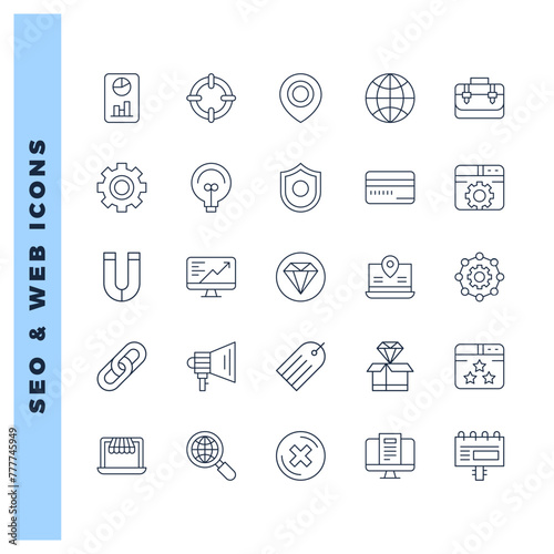 25 SEO & WEB Lineal icon pack. vector illustration.