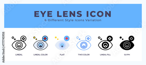 Eye lens icon symbol. logo illustration with different styles