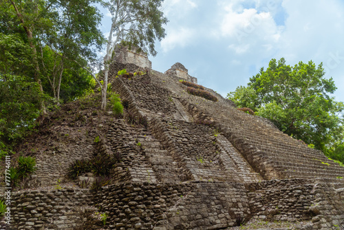 Mayan Pyramid In The Jungle In Mexico.