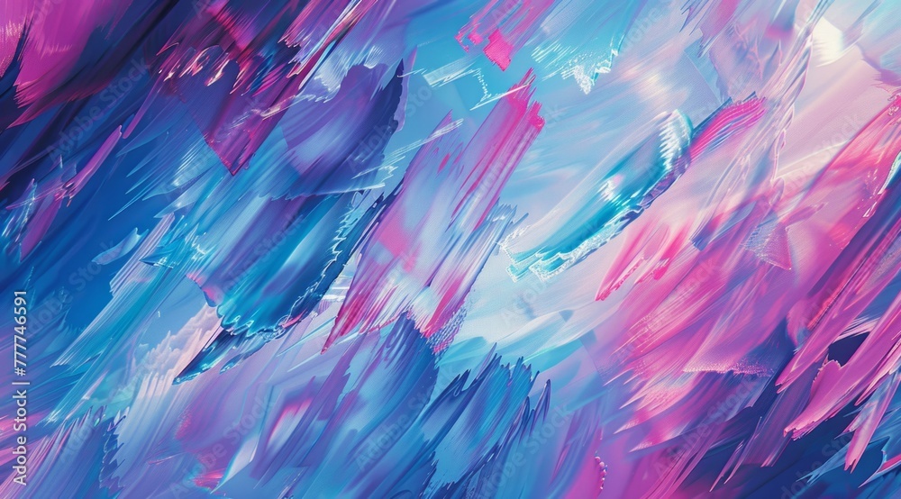A digital art piece featuring an abstract background with colorful, textured strokes in pink and blue hues Generative AI