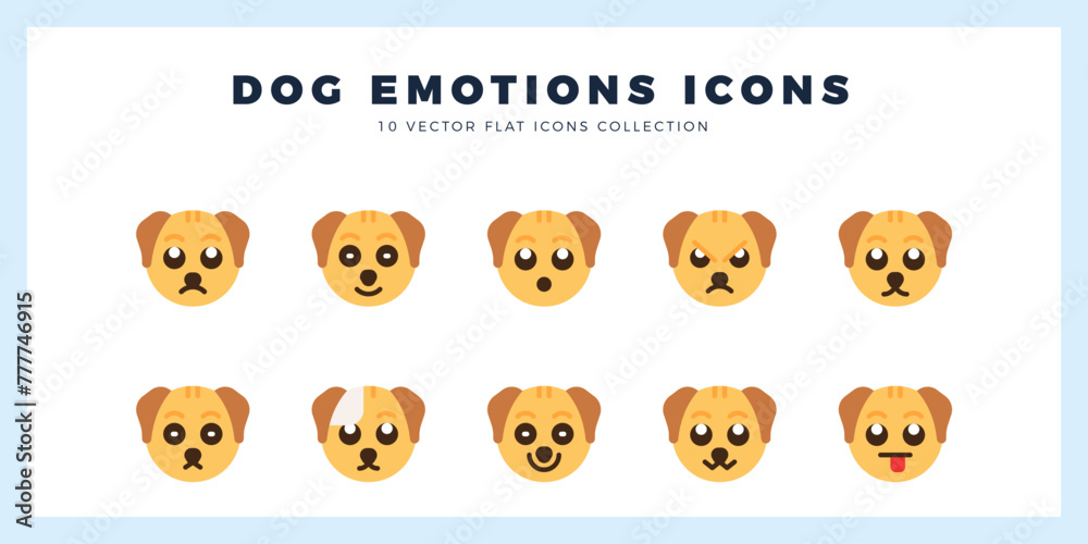 Fototapeta premium 10 Dog Emoticon Flat icon pack. vector illustration.