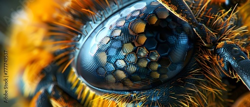 Macro Detail Insect Eye Hexagonal Pattern Texture Hairs Reflection photo