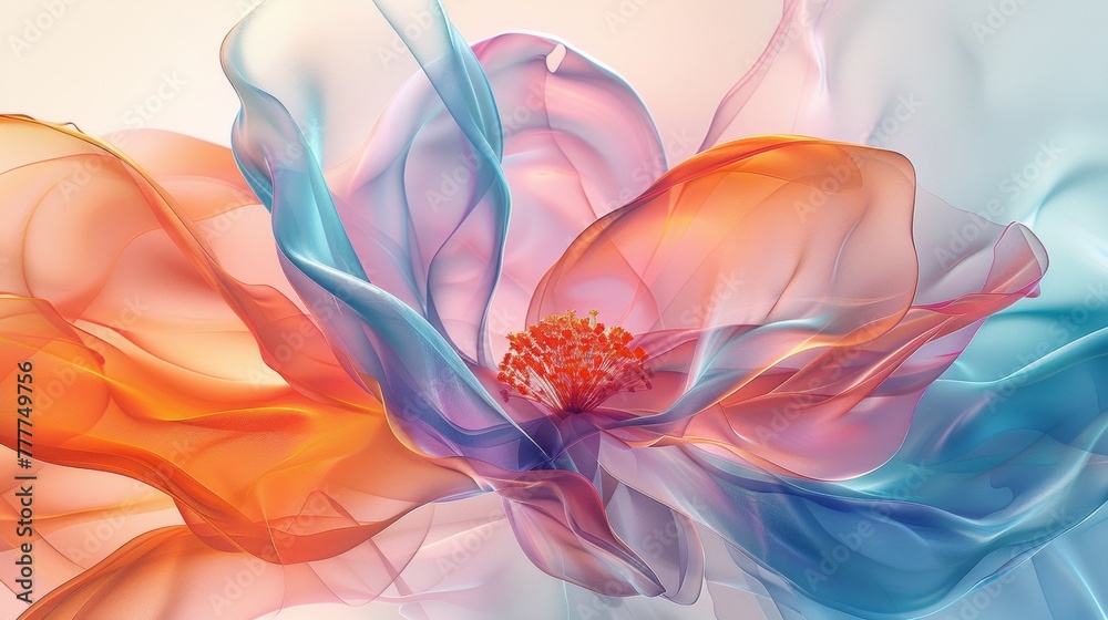 A close up of a flower with many colors and swirls, AI