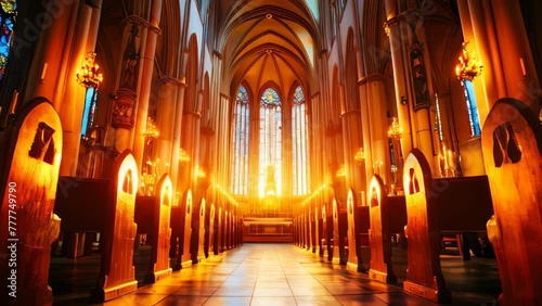 Majestic catholic cathedral interior photo