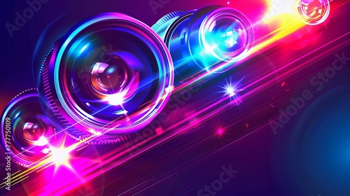 Colorful vector lenses and light flares with transparent effects. Downloadable vector illustration.
