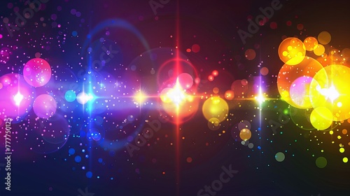 Colorful vector lenses and light flares with transparent effects. Downloadable vector illustration.