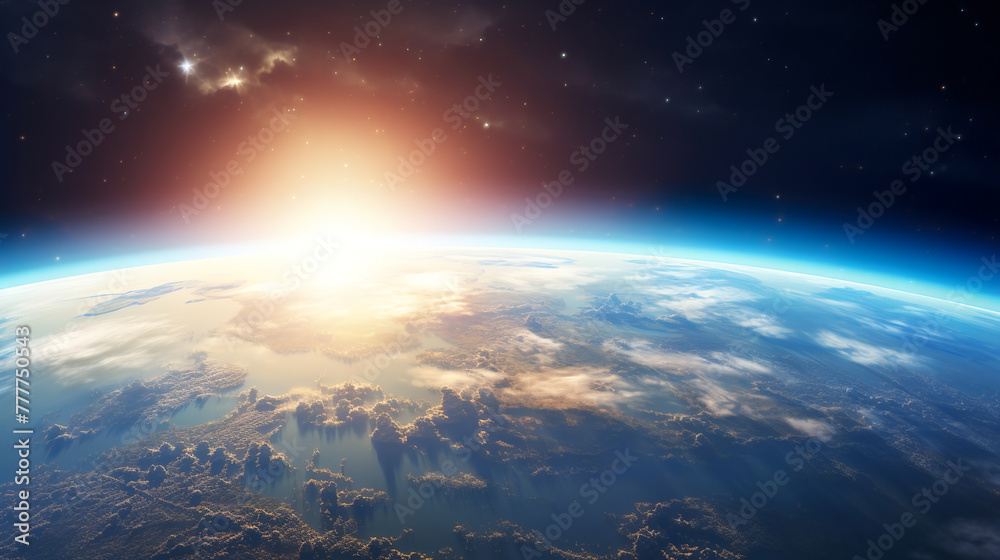 view of our planet earth from space and at sunrise view of our planet earth from space and at sunrise
