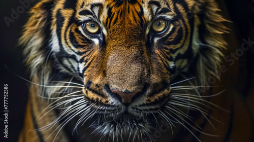 Intense gaze of a sumatran tiger