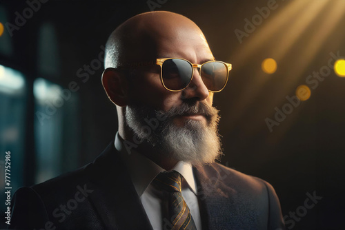 bald man in sunglasses