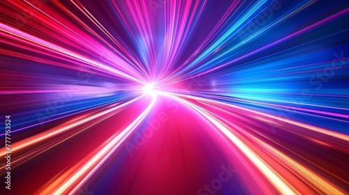 A colorful abstract background with a bright light trail, AI