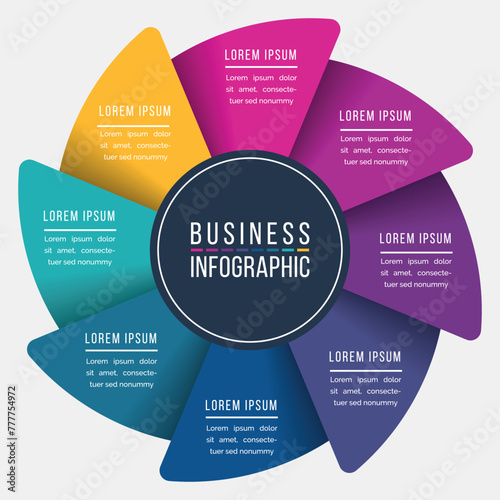 8 Steps Infographic business information 8 Steps, objects, elements or options infographics design template