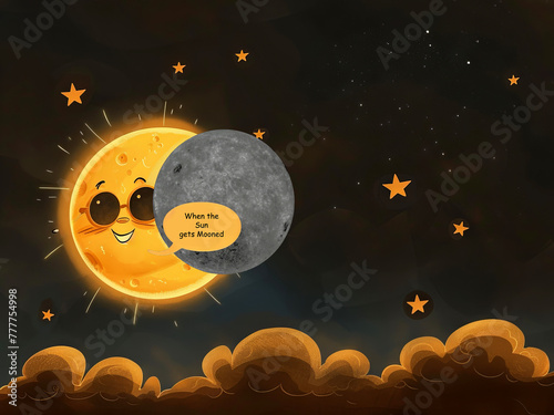 Cartoon solar eclipse