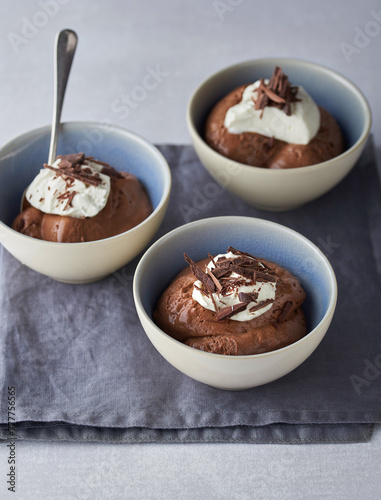 Chocolate Mousse in bowls photo