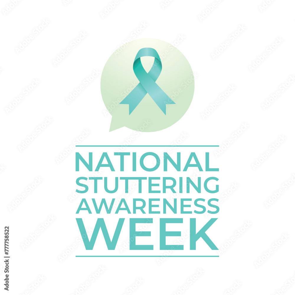National Stuttering Awareness Week design template. teal ribbon vector ...