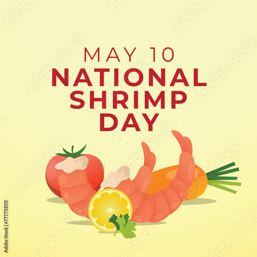 National Shrimp Day design template. shrimp vector design. shrimp image. vector eps 10. flat design. seafood.