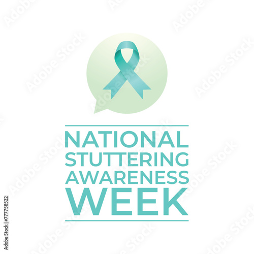 National Stuttering Awareness Week design template. teal ribbon vector design. flat ribbon design. vector eps 10. photo