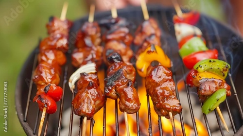 Sizzling BBQ Skewers Over Open Flames