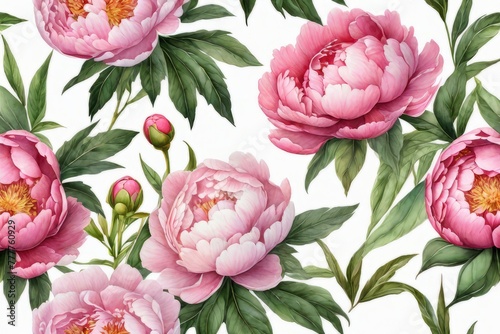 Beauty and elegance in every stroke of watercolor peonies on a pure white canvas.