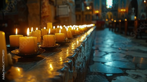 Candlelit Interior of Holy Sepulchre Church on Candlemas Day © hisilly