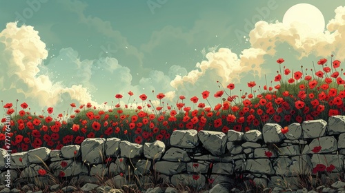 Blooming Poppies - A Tribute to World War One Heroes Illustration