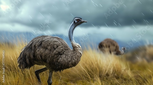 Feathered Companions Amidst Rain and Grass
