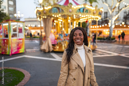 portrait of black woman at a city fair photo