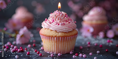 Délice Sucré : Cupcakes Garnis de Crème Fondante bougie et bonbons