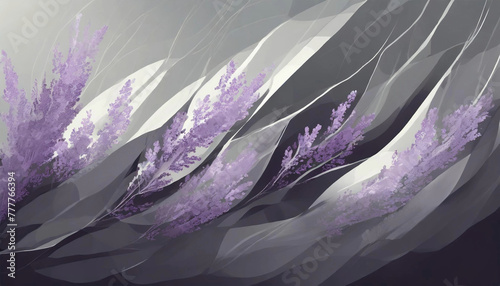 Abstract gray and lavender floral background, illustration.