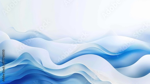Abstract design of flowing shapes and waves in a gradient of white to blue hues, resembling soft ripples or dunes. Minimalistic blue and white gradient background