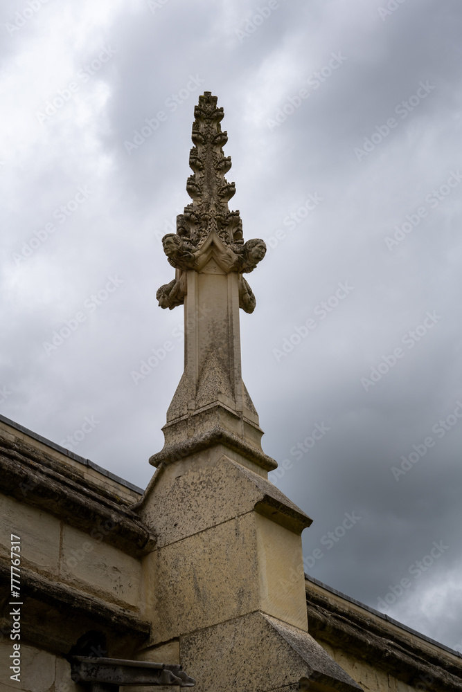 Detail of Gloucester cathedral, on a cloudy day, England